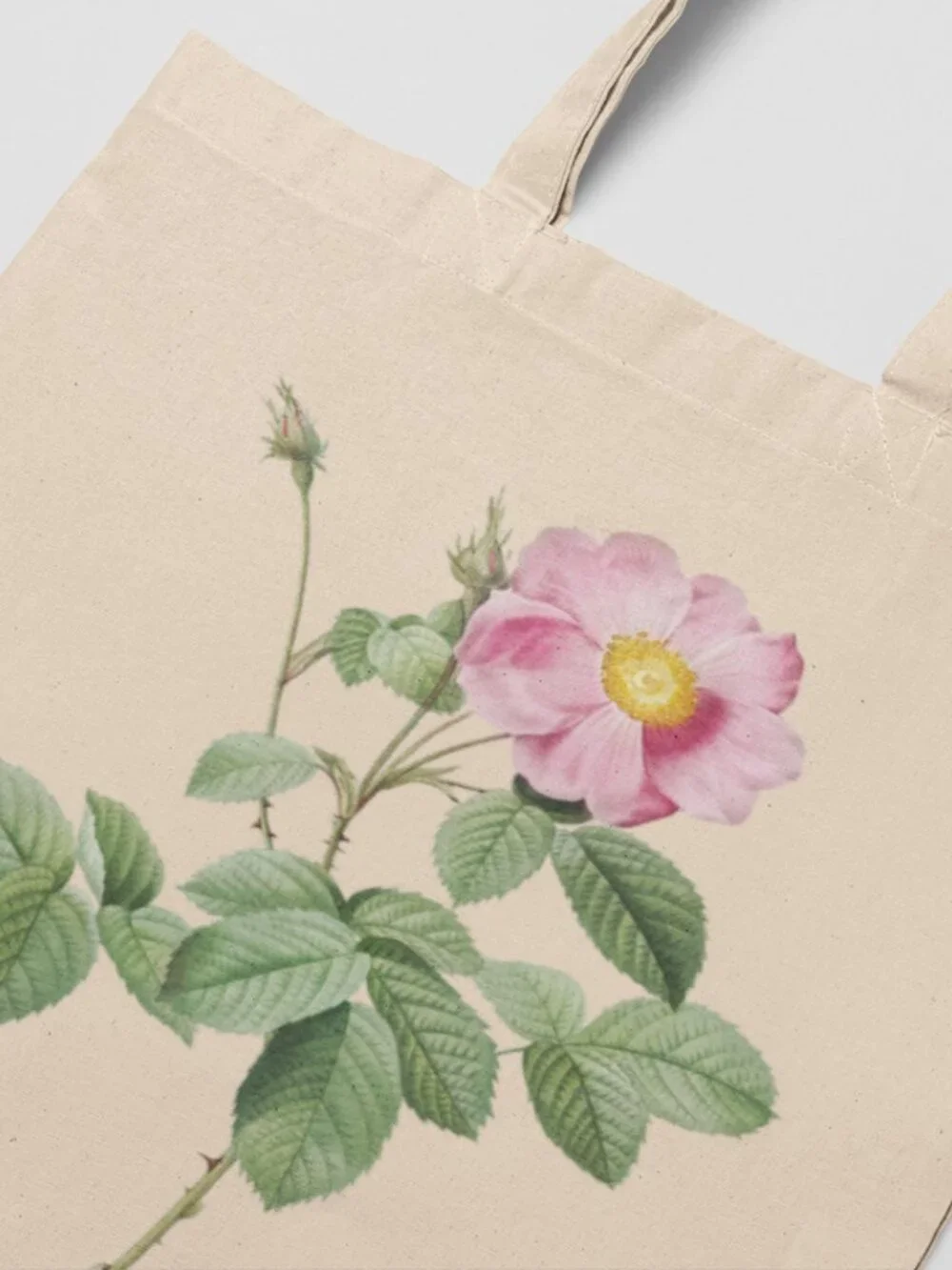 Cabbage Rose Vintage Floral Print Graphic Canvas Tote Bag